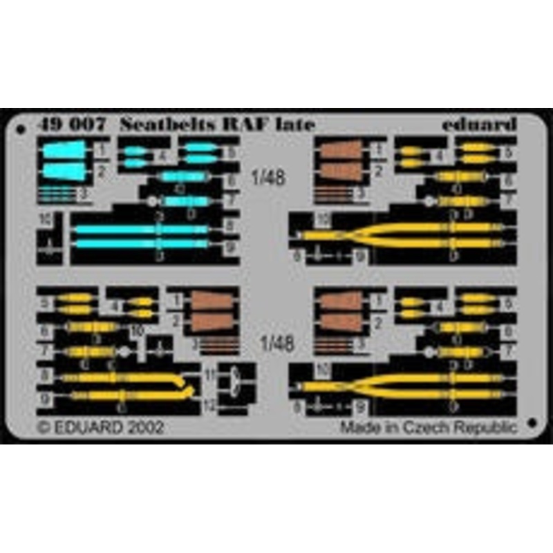 Eduard - 1/48 Seatbelts RAF Late (Color Photo-etched) 49007
