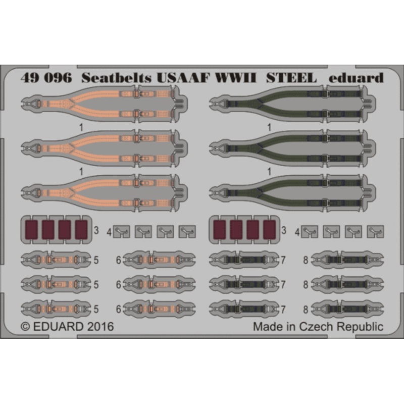 Eduard - 1/48 Seatbelts USAAF WWII (Color Photo-etched) 49096