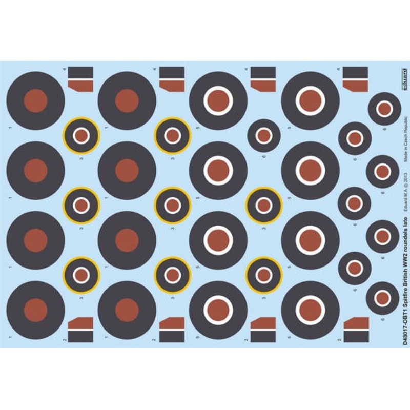 Eduard - 1/48 Spitfire British WWII Roundels Late Decal Sheet D48017