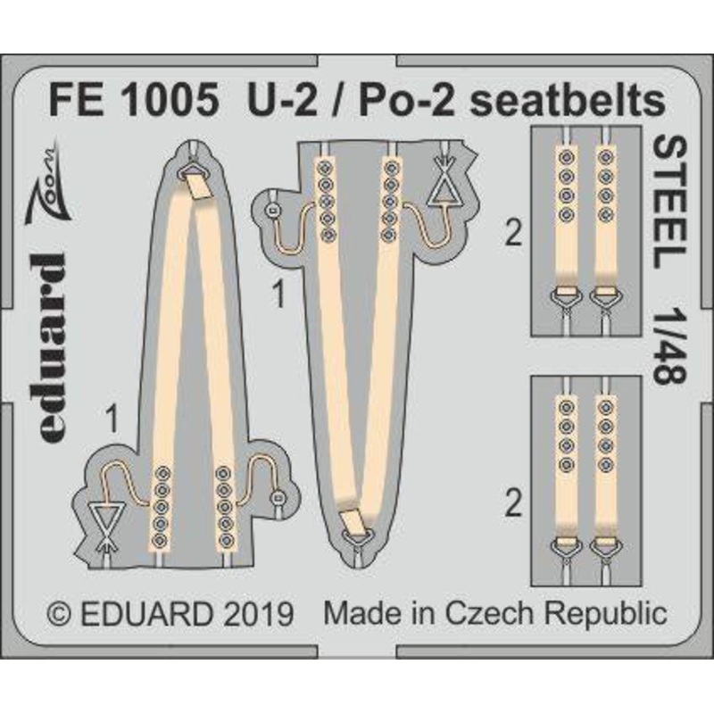 Eduard - 1/48 U-2 / Po-2 Seatbelts STEEL (Color Photo-etched)(for ICM) FE1005
