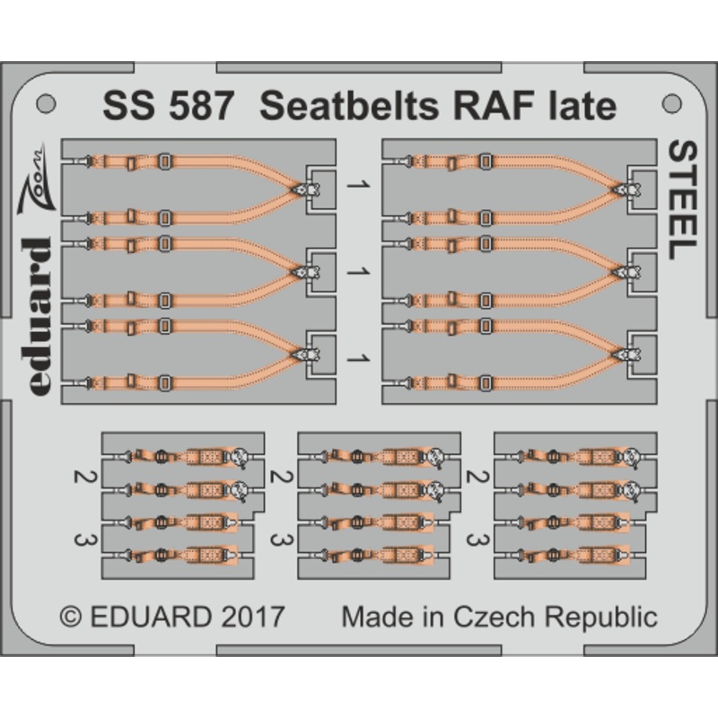Eduard - 1/72 Seatbelts RAF Late STEEL (Color Photo-etched) SS587