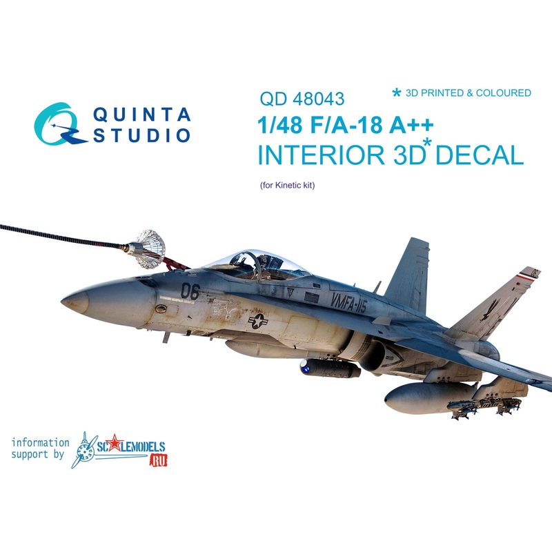 Quinta Studio QD48043 - 1/48 F/A-18A++  3D-Coloured Interior (for Kinetic)