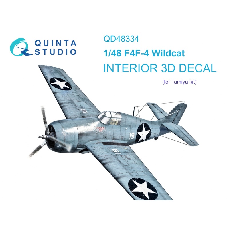 Quinta Studio QD48334 - 1/48 F4F-4 Wildcat 3D-Printed & coloured Interior on decal paper (Tamiya)