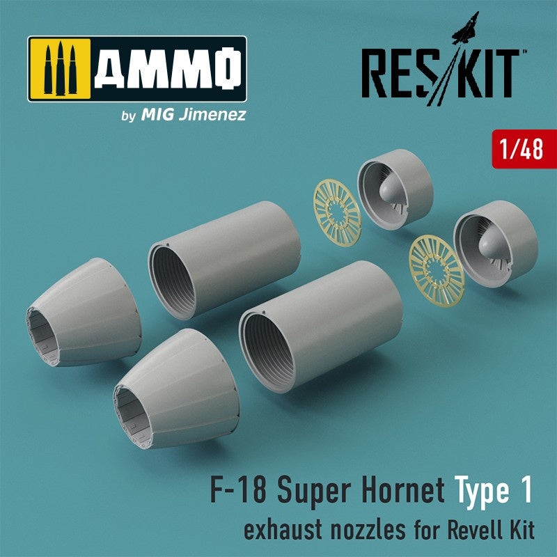 Reskit - 1/48 F-18 Super Hornet Type 1 Exhaust Nozzles for Revell Kit (RSU48-0031)