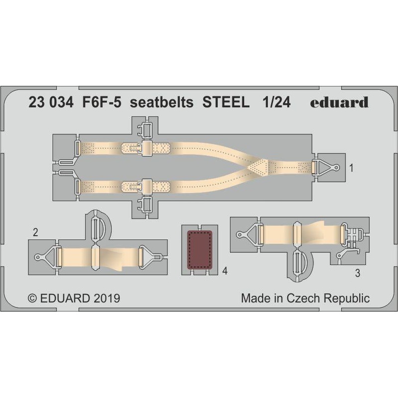 Eduard - 1/24 Seatbelts F6F-5 STEEL (Color photo-etched)(for Airfix) 23034
