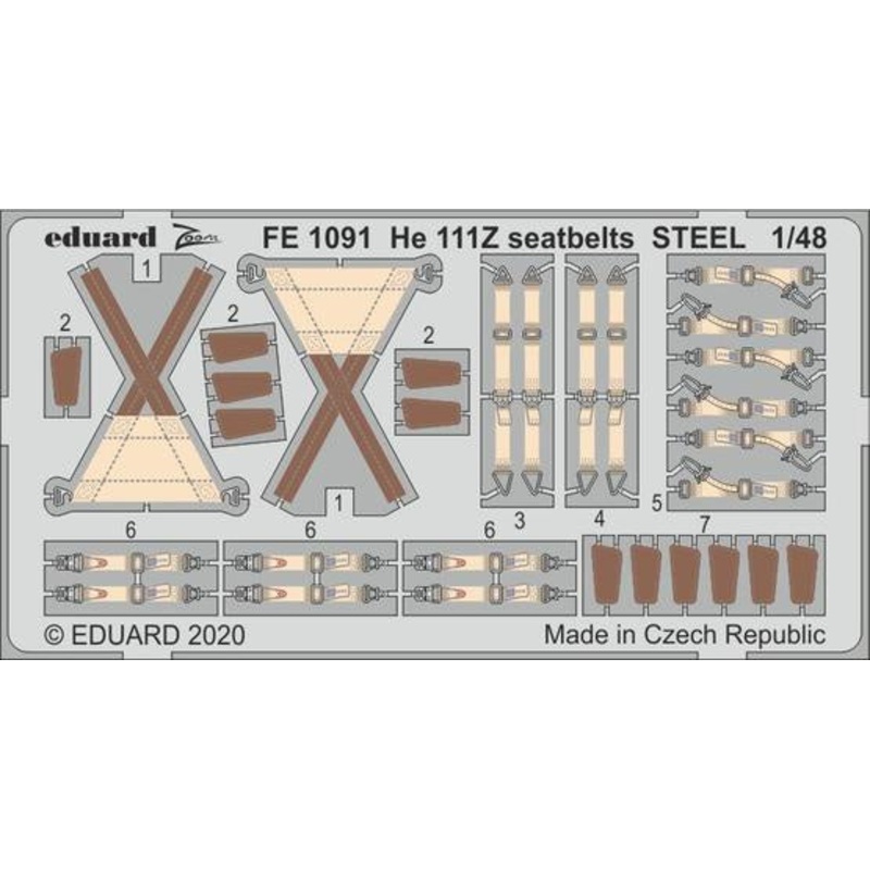 Eduard - 1/48 He 111Z Seatbelts STEEL (Color Photo-etched)(for ICM) FE1091