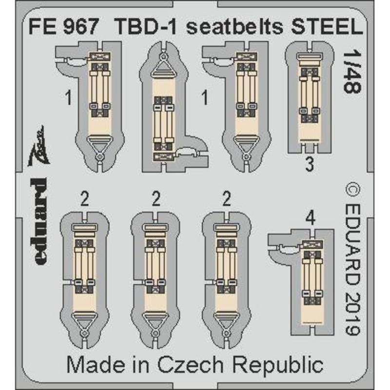 Eduard - 1/48 TBD-1 Seatbelts STEEL  (Color photo-etched) (for Great Wall Hobby) FE967