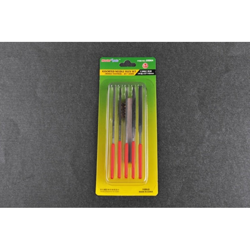 Master Tools - Assorted Needle Files Set 140mm 5pcs w/Brass Wire Brush
