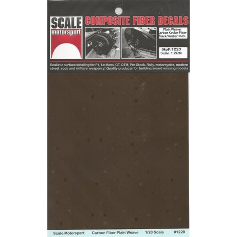 Scale Motorsport - Carbon Kevlar Decal - Plain Weave Black on Amber Met. 1/20th (1220)