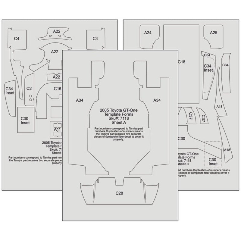 Scale Motorsport - Templated Decal Set 1/24 Toyota GT-One (for Tamiya 24222) (7118)