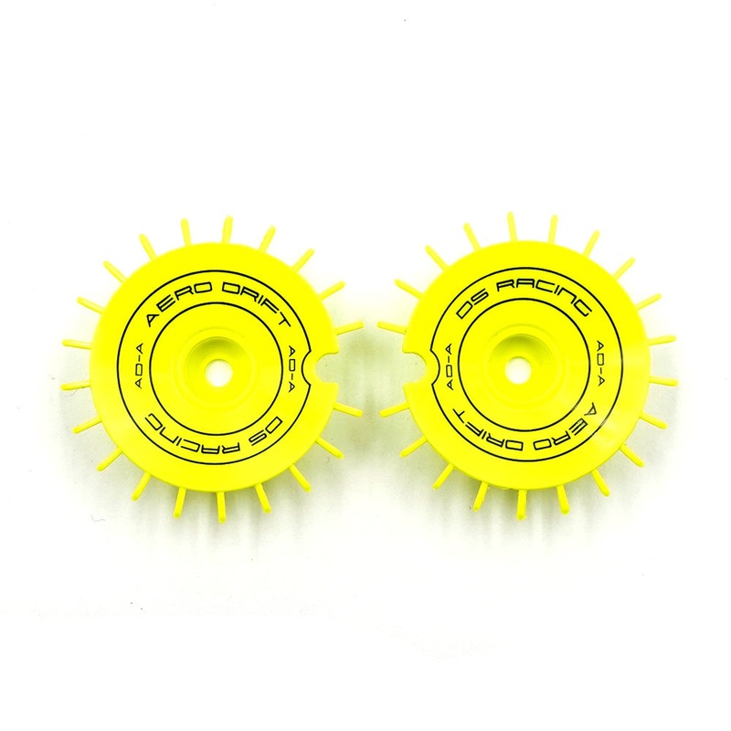 DS Racing - Aero Drift Wheel Cover Slope Flu Lime / Black Font for 1/10 Scale (2 pcs)
