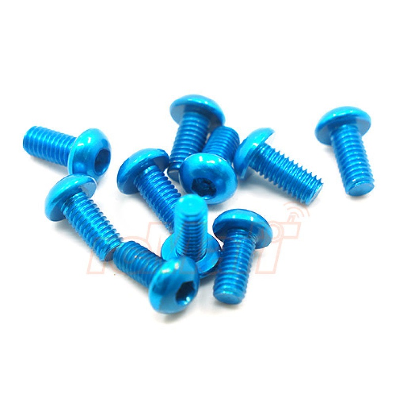 Yeah Racing - Aluminum 7075 3x12mm Hex Socket Button Head Screws Blue (10 pcs)
