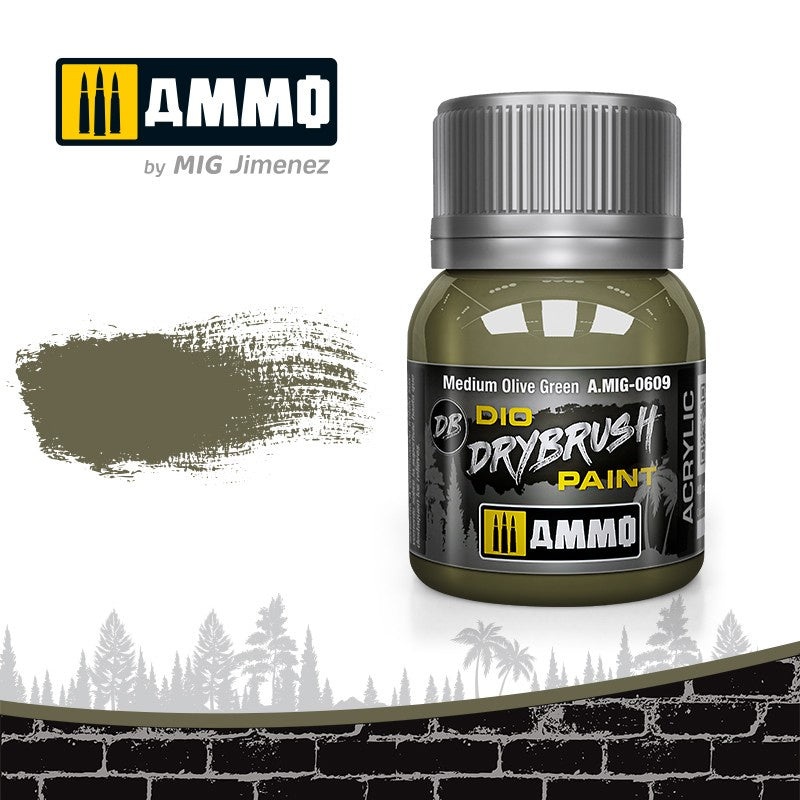 AMMO - 0609 DRYBRUSH Medium Olive Green
