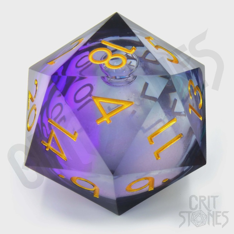 CritStones - 50mm D20 - Twilight Ether (Liquid Core)