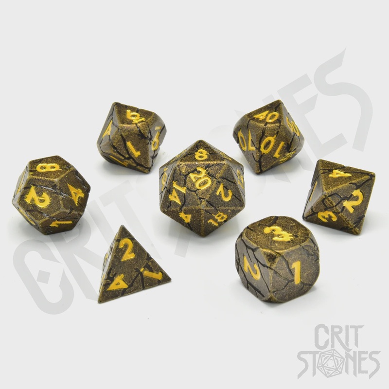 CritStones - Metal RPG Dice Set - Golden Breach