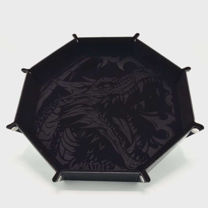 CritStones - Octagonal XL Foldable Dice Tray - Dragon Skin - Black