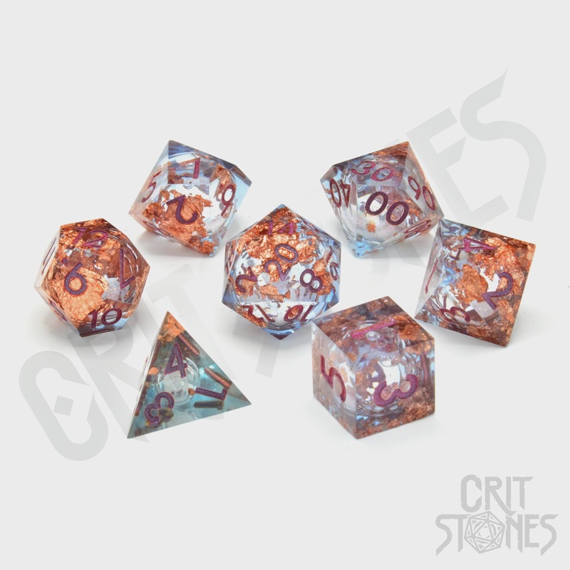 CritStones - Resin RPG Dice Set - Seraphic Reverie (Liquid Core)