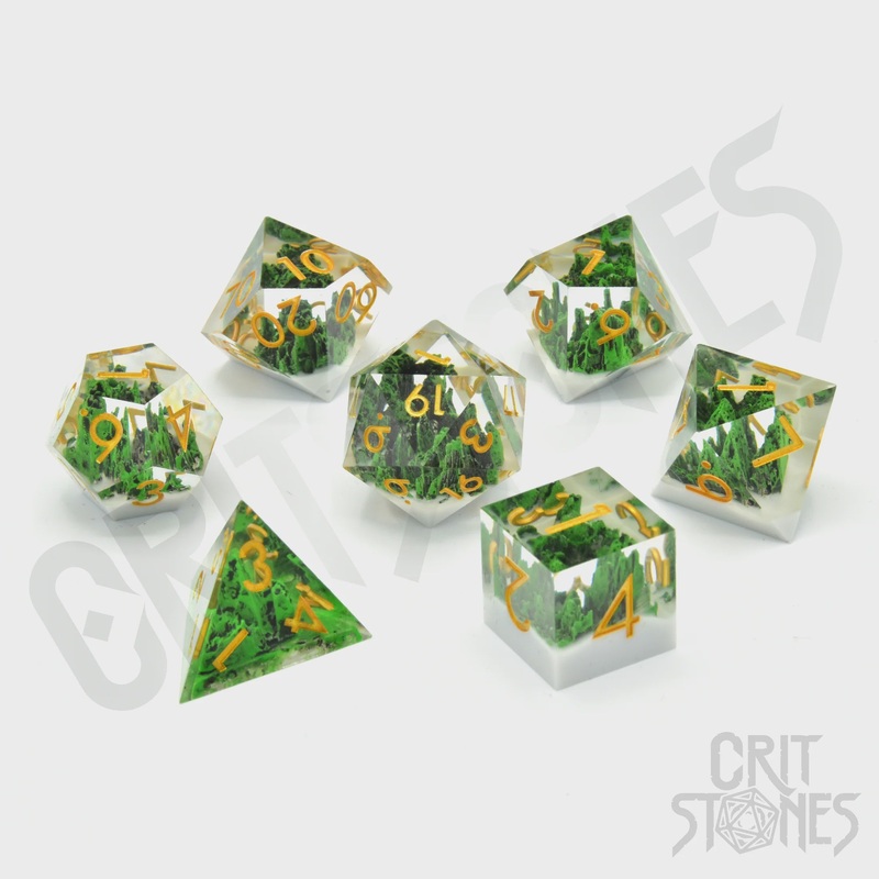 CritStones - Resin RPG Dice Set - Verdant Valley (Sharp Edge)