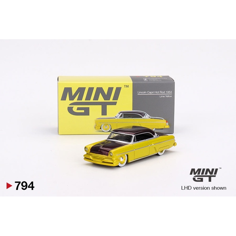 Mini GT - 1/64 Lincoln Capri Hot Rod 1954 (Lime Yellow)