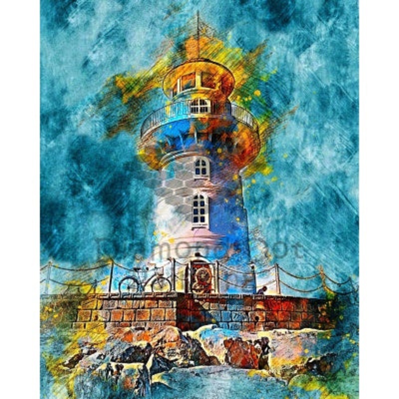 Diamond-Dot - DDP0869 - Lighthouse in Blue (40x50) Full