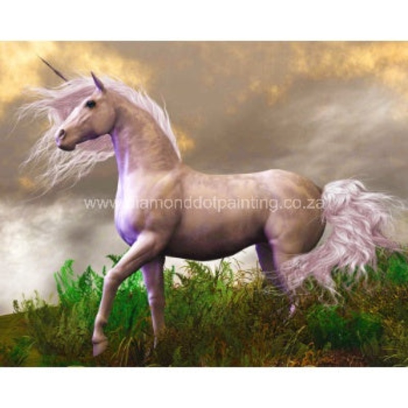 Diamond-Dot - DDP0502 - White Unicorn (50x40) Full (Not Framed)
