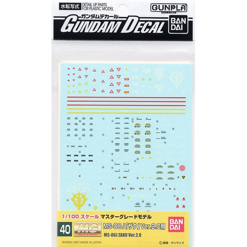 Bandai MG 1/100 Zaku II decals