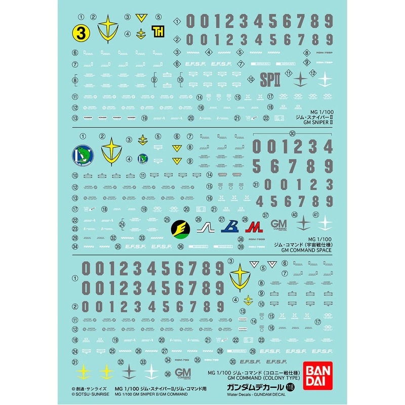 Bandai GD118 Gundam Decal MG 1/100 GM SNIPER II/GM COMMAND