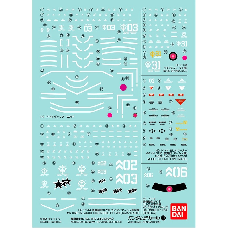 Bandai GD119 Gundam Decal MOBILE SUIT GUNDAM THE ORIGIN