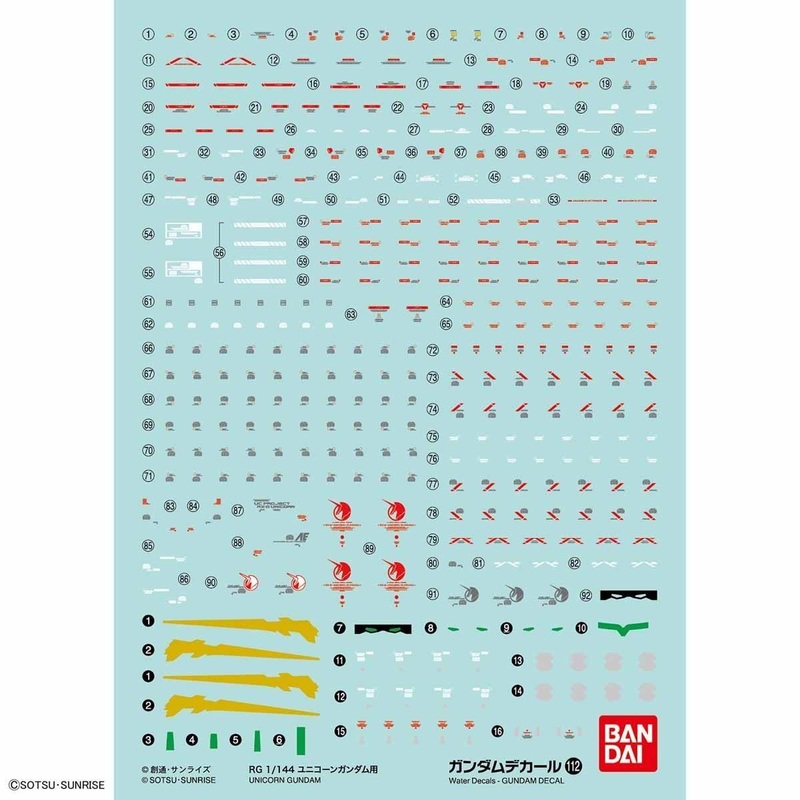 Bandai No.112 RG 1/144 UNICORN GUNDAM Gundam Decal