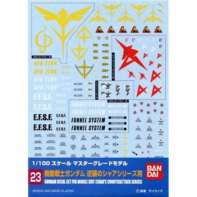 Bandai GD23 MG Chars Strike Back Series Gundam Decal