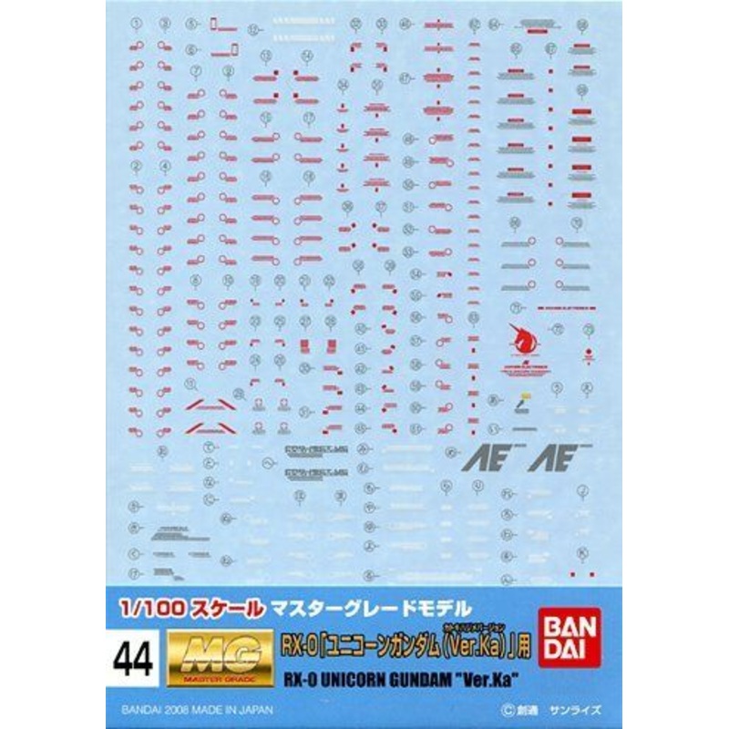 Bandai GD44 MG Unicorn Gundam Ver.Ka Gundam Decal