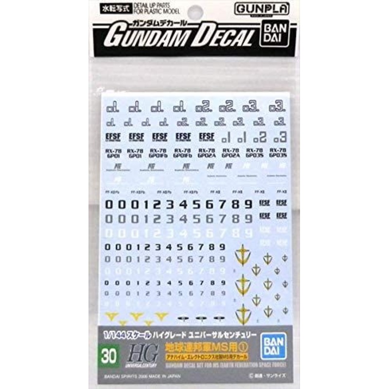 Bandai Gundam Decal for (HGUC) E.F.S.F. MS 1