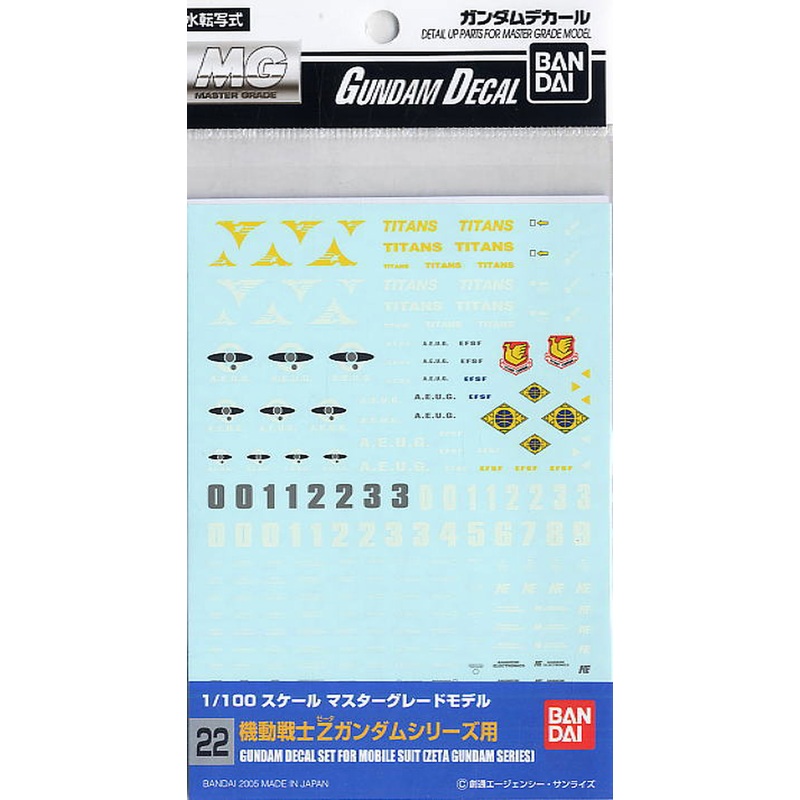 Bandai Gundam Decal (MG) for Z Gundam Series