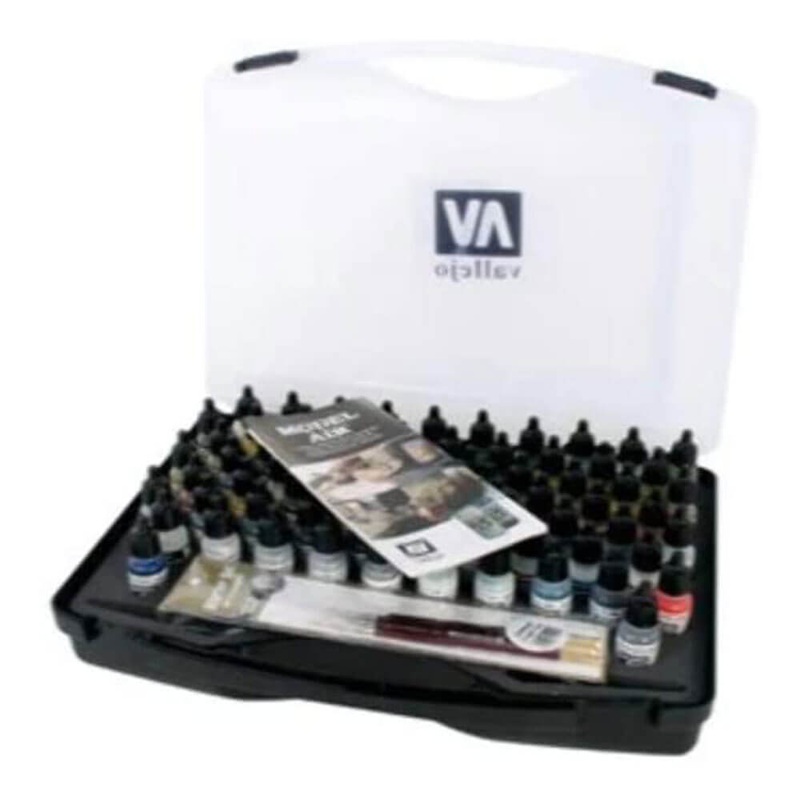 Vallejo Model Air 72 Couleurs de base et brosses Case en plastique